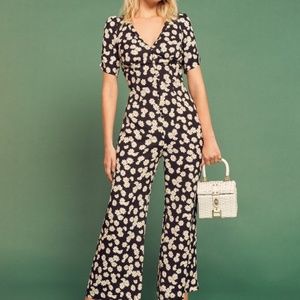 REFORMATION Black Daisy Floral Print MARLENA